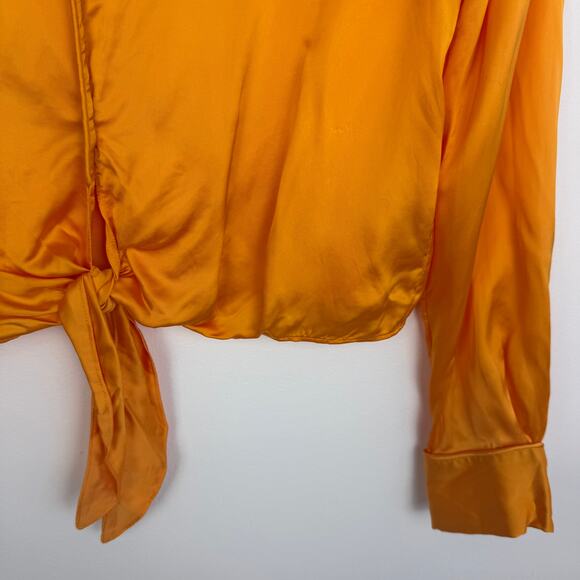 NWT Aritzia Womens Long Sleeve Button-Up Tie-Front Tuscan Sun Orange Top Small - Picture 6 of 14